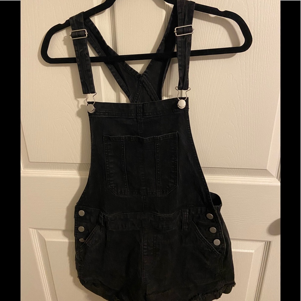 Black overall shorts